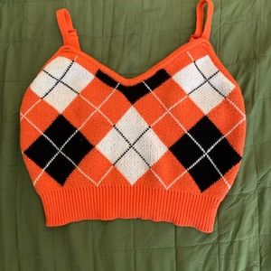 Argyle sweater crop tank top